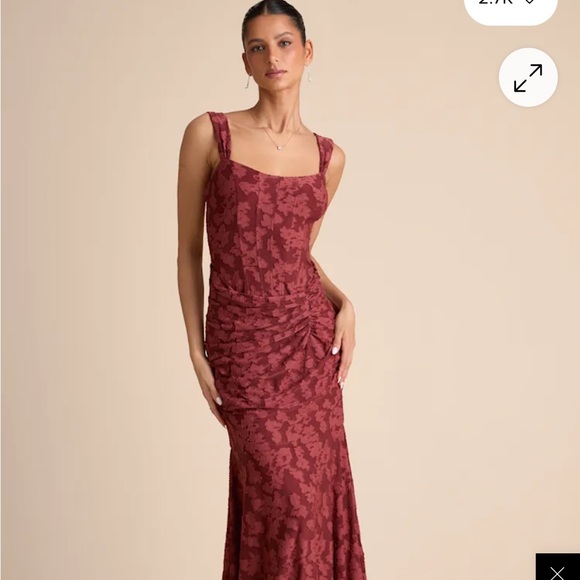 Lulus Dresses & Skirts - Lulu’s Celeste Rust Red Floral Burnout Bustier Maxi Dress
